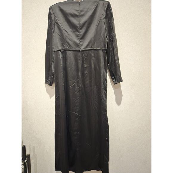 Mac Duggal Women's Long Sleeve Draped Structured Bow Gown Black Size 16 Formal - Picture 15 of 16